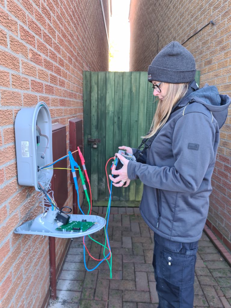 Marie-testing-Zappi-7kw-EV-charger