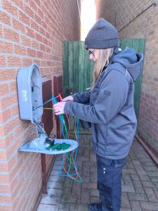 Marie-testing-Zappi-7kw-EV-charger-Ipswich